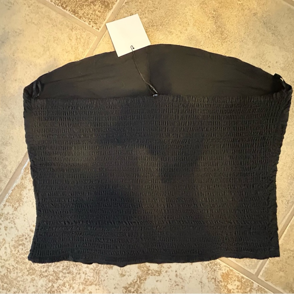 Zara Black Beaded Strapless Top, NWT, Size large. Black with beige beading - Picture 6 of 6